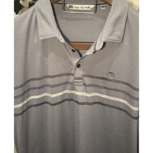 Travis Mathew XXL Golf Polo Shirt Mens Blue Stretch Short Sleeve Casual Stripe